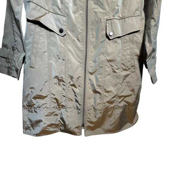 Cole Haan Rain Coat Jacket womens Size Medium topaz Tan Women Iridescent Hooded - Picture 5 of 10